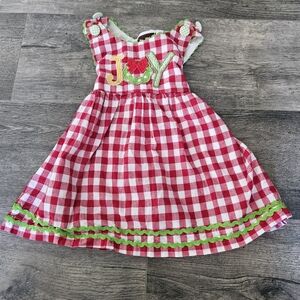 Joyful Red and White Checkered Christmas  Dress